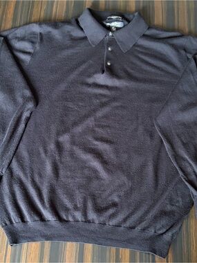 Pronto Uomo Men's XL Wool Black Polo Collar Sweater